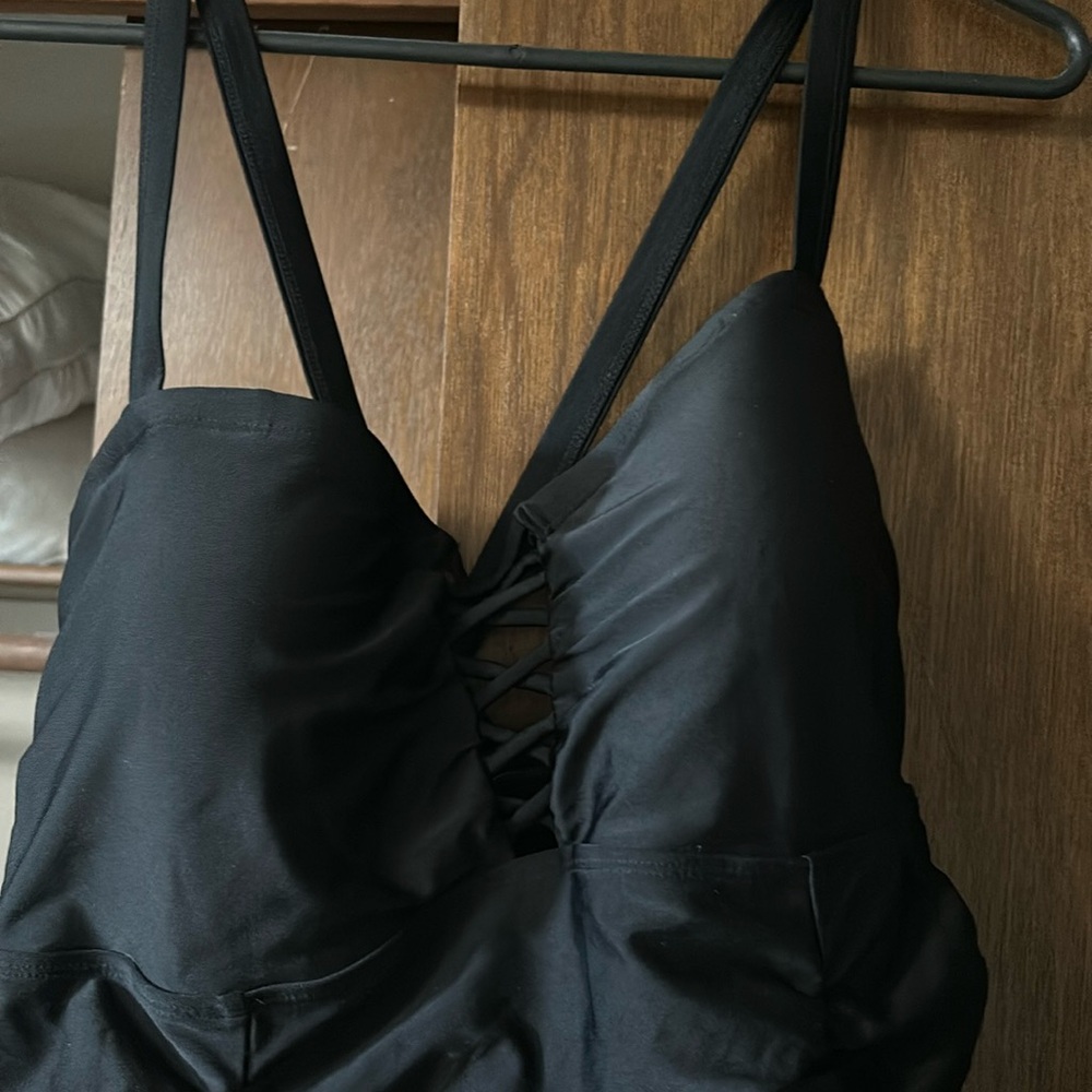 Torrid black runched swim one piece + bonus swimsuit